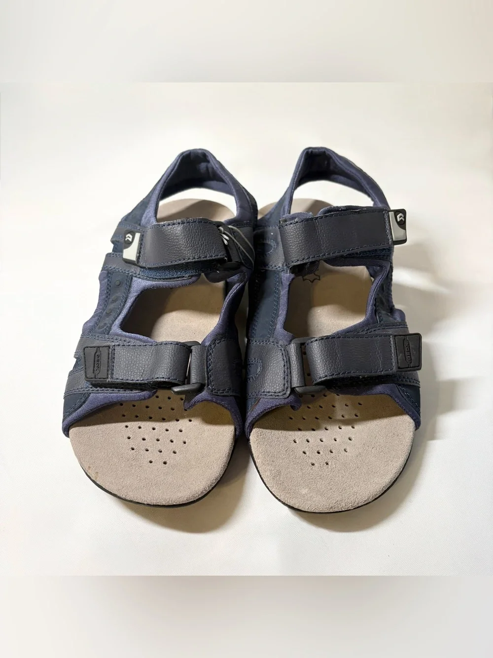 Geox Strada Navy Dual Hook and Loop Adjustable Strap Men’s Sandals Size 9